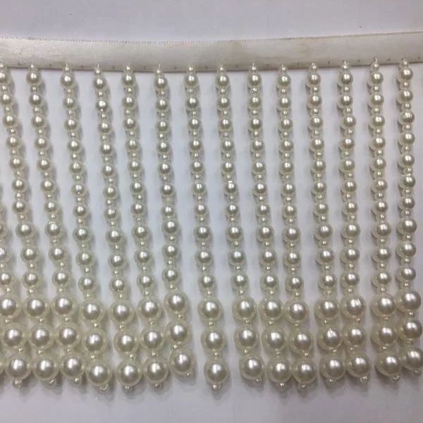 long bugle beads with pearl design 10 cm long decorative fringe tassel trims