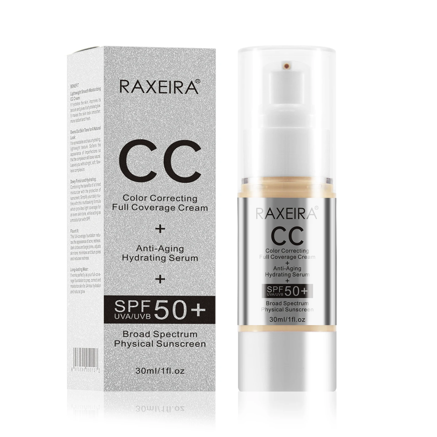 Private Label Cc Cream Foundation Spf 50 Vegan Copper Gluconate Waterproof Color Correcting Full Coverage Cc Cream