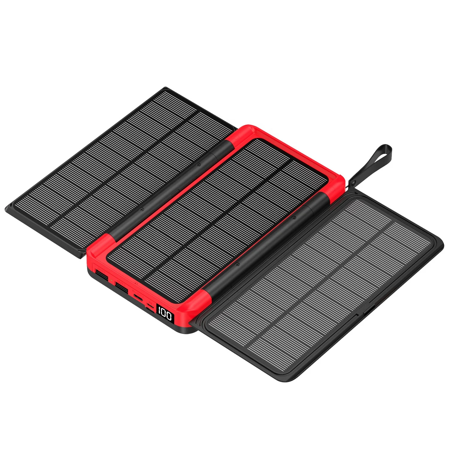Hot selling Folding Solar Power Bank 26800mAh with 3 Solar Panel Qi Wireless Charger Powerbank for iPhone outdoor