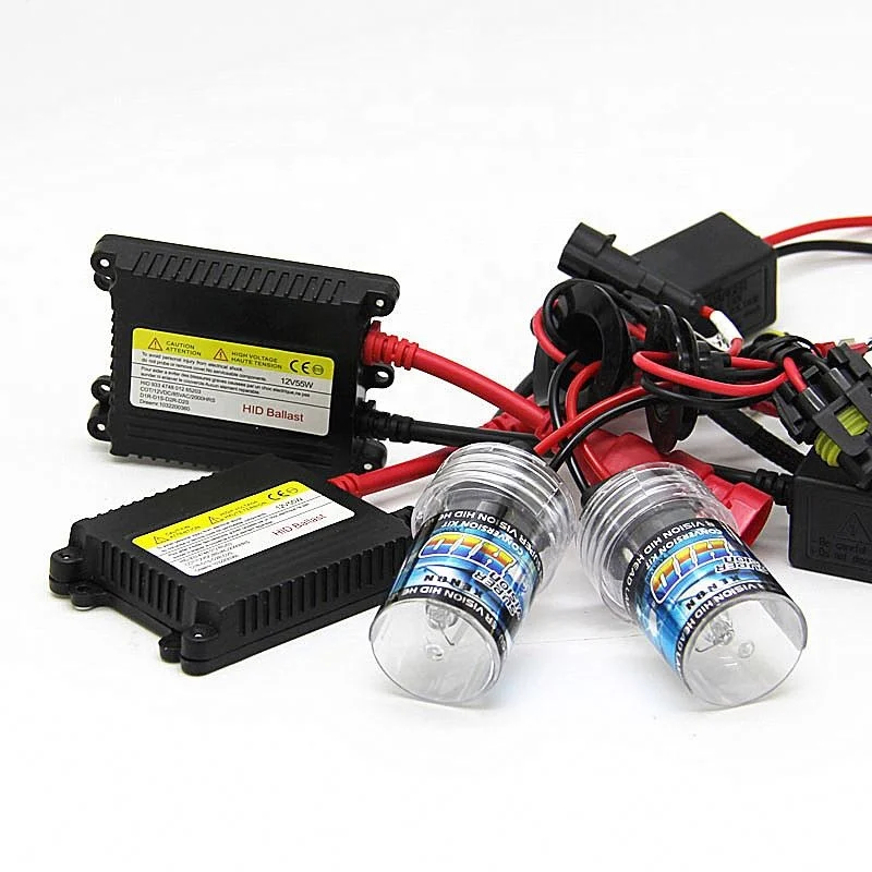 Automobile HID lamp 55W 12V 24V 55W H1 H3 H7 H4 9004 9005 6000K Super White IP67 Waterproof Wholesale Universal
