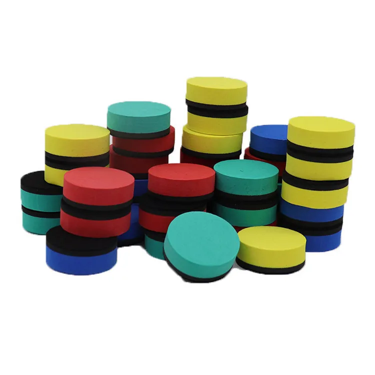 Office school supplies Stock dry erase EVA magnetic felt round shaped whiteboard eraser