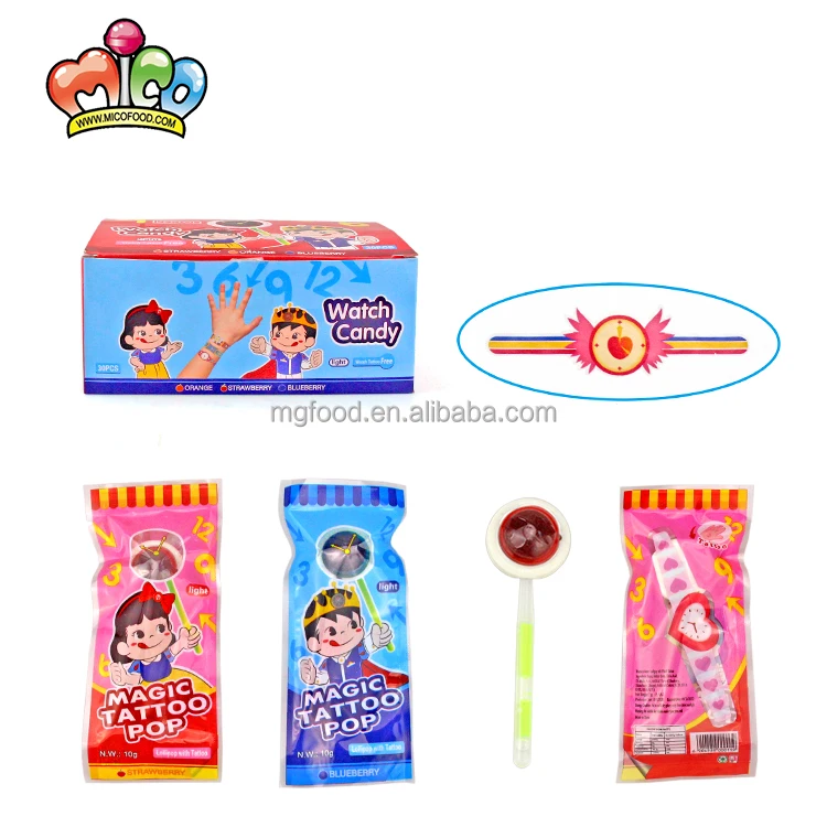 
Magic Watch Tattoo Fruity Fluorescent Stick Eye Lollipop Candy 