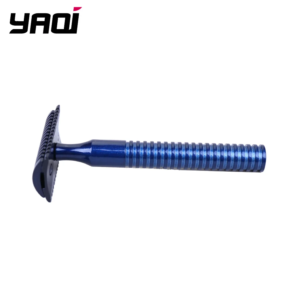 YAQI blue color Brass handle Double edged safety razor head safety razor for man custom