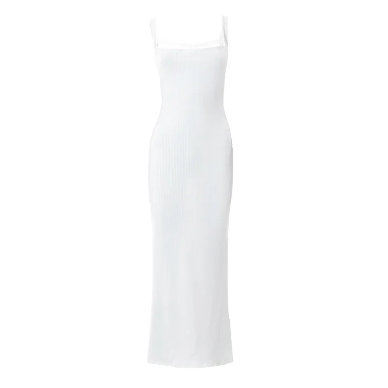 2022 New Arrival White Dresses Low Cut Body Con Corset High Slit Women Long Ladies Summer Dress