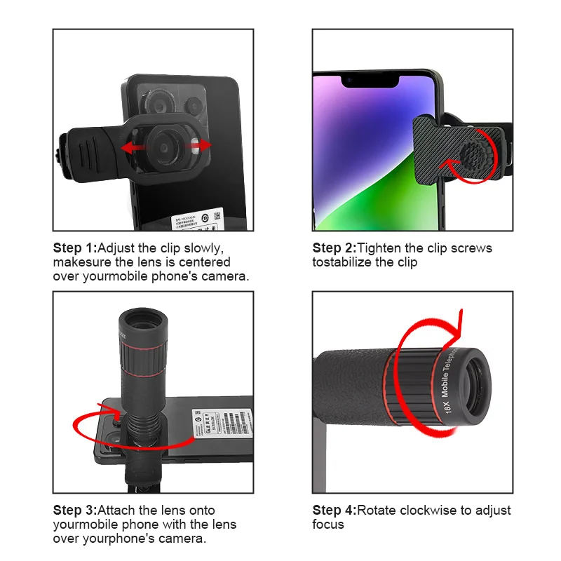 18X High-Powered Monocular Telescope Telephoto Lens for Smartphones High Definition Optics Ideal for Outdoor Adventures