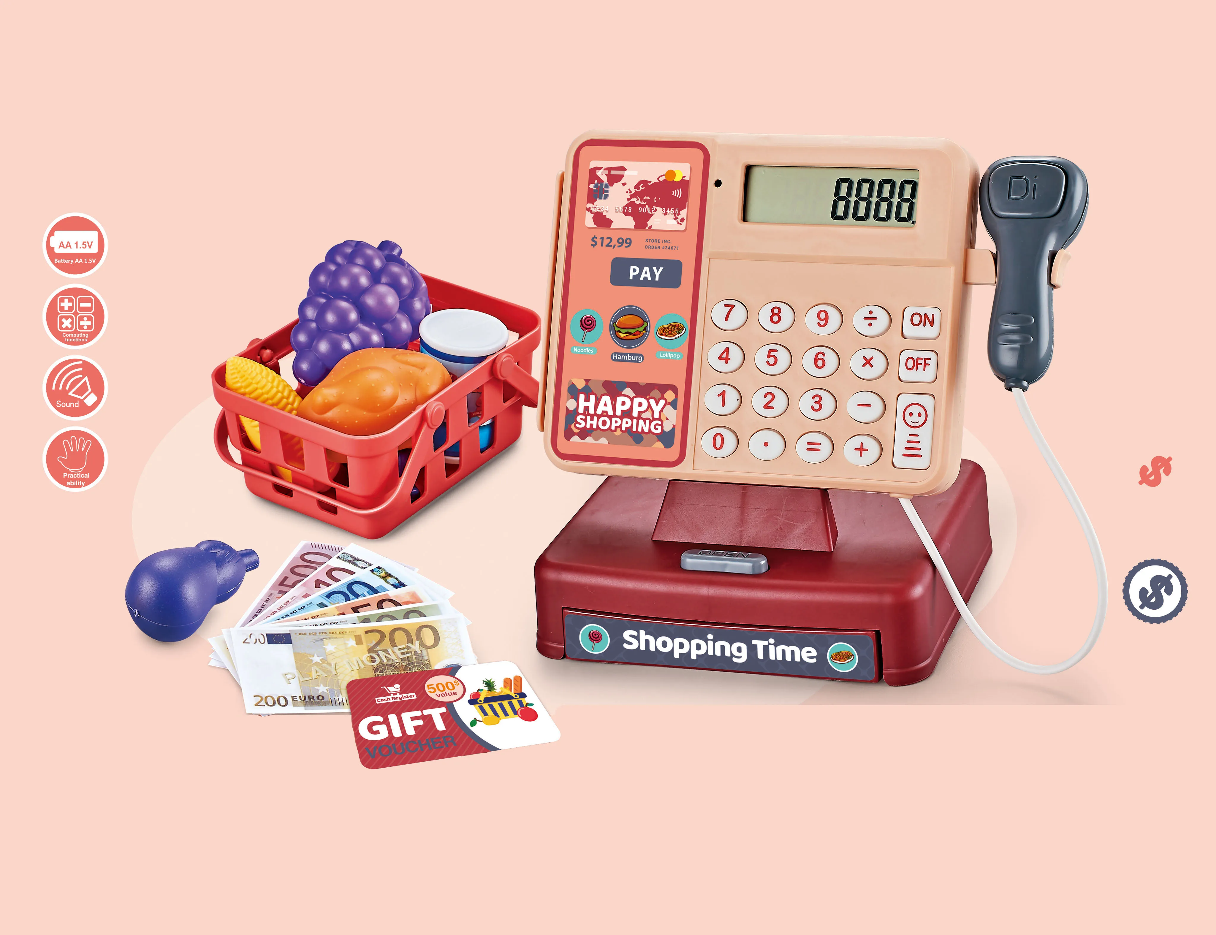 new design pretend play toys Supermarket cash register toy set for kids