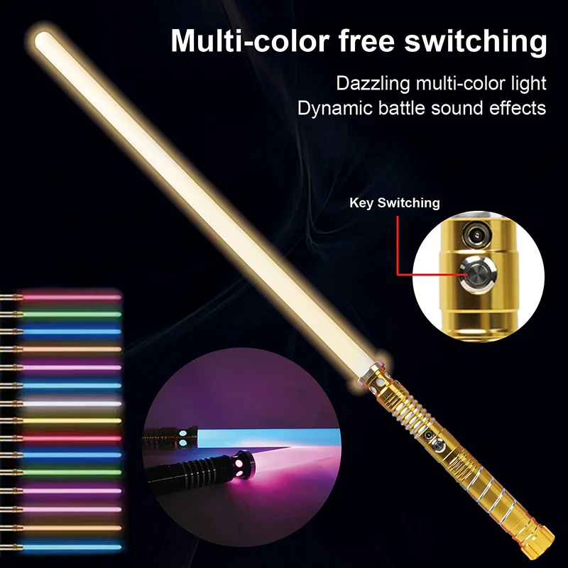 16 Colors Metal Hilt Light Saber USB Rechargeable Light Sword with Sounds Effect Lightsaber Toys For Kids Adult