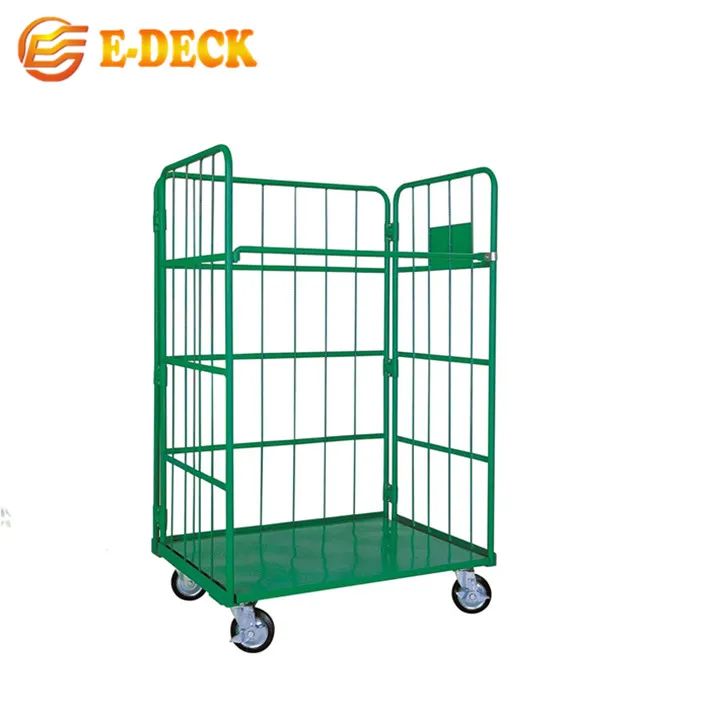 Три стороны Японский Корейский стиль съемные логистические промышленные хранения Тяжелых Склад провода сетки складная тележка
