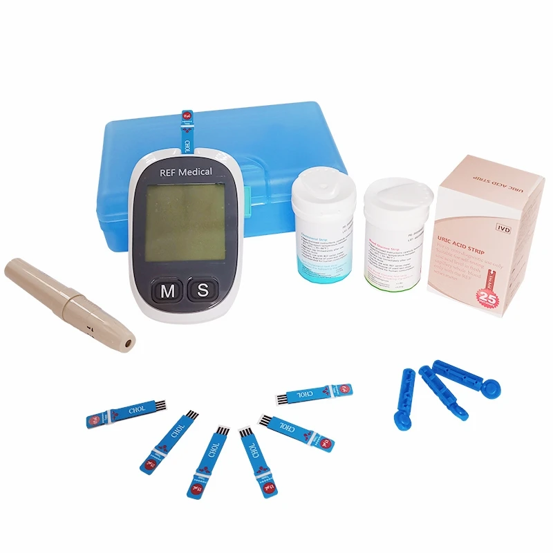 GooDoctor Home Use Quick Check Multi-function GLU-CHO-URIC Blood Glucose Cholesterol Uric Acid 3 in 1 Meter