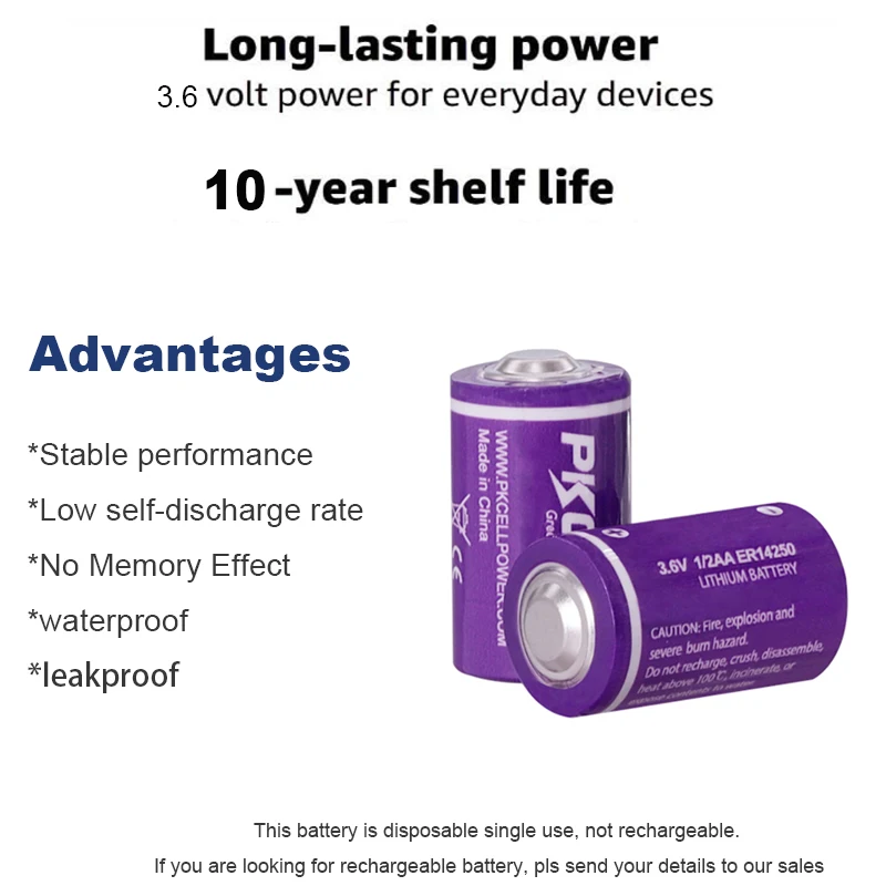 Hot Selling 3.6V er14250 1/2 AA Primary Battery 1200mAh for Internet of Things lithium battery