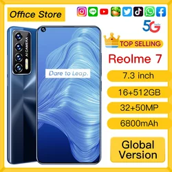 Wholesale Reolme7 Telephones 7.3inch Cellphone 6800mah Dual sim 10core Smartphone HD Camera  16GB+512GB Gaming Mobile Phones