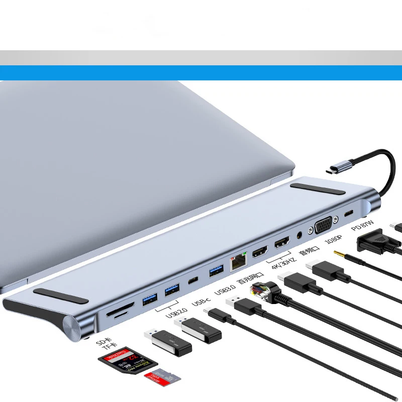 12 in 1 usb-c travel charger desktop travel hub for iphone macbook air docking station charger laptop 12 in 1 usb c hub