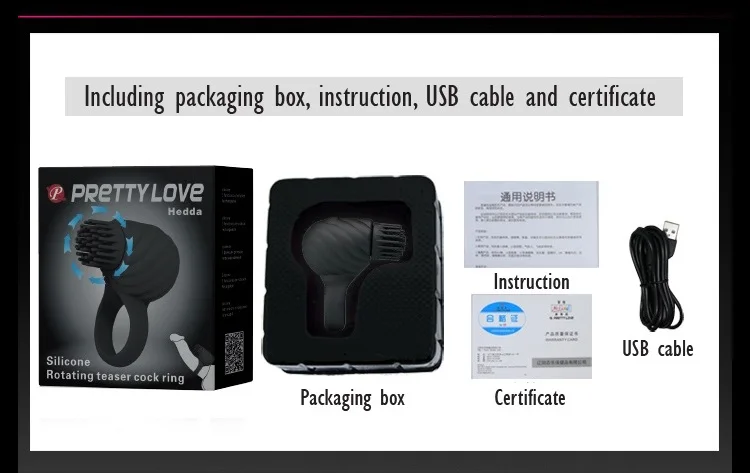 High quality silicone soft comfortable safe vibrating head rotation penis ring for men