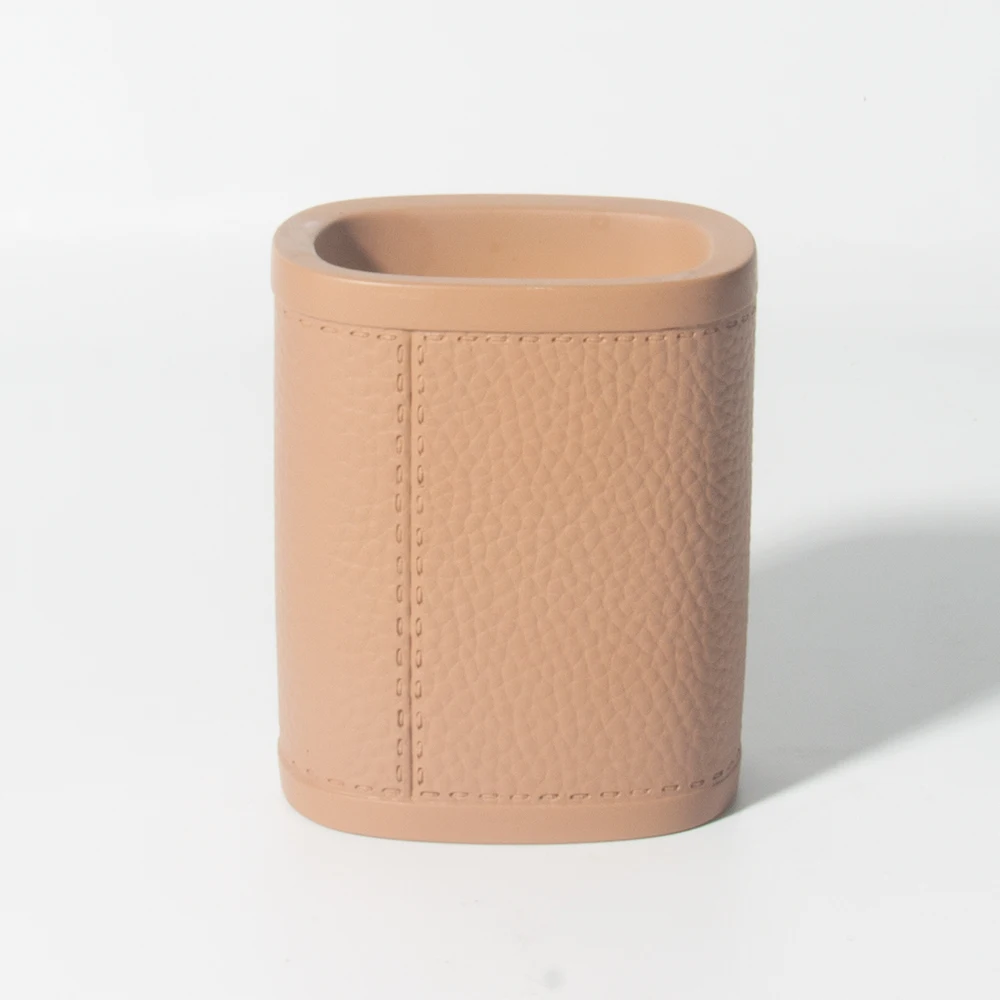 Luxury Leather Empty Effect Concrete Wholesale Candle Jars Candle Vessels Container Home Decor for Easter Silk Screen Printing