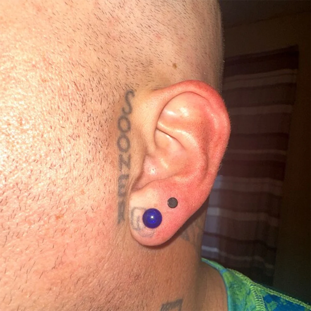 Evorte Hot Selling Dark Blue Glass Tunnel Plugs Single Flared Gauges Earrings with Black O-Ring Stretching Jewelry for Unisex