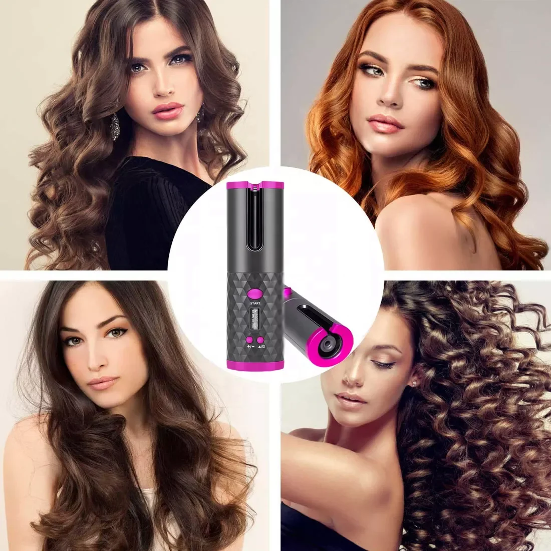 Factory Wholesale Curly Hair Stick Lcd Curling Iron Magic Cordless Hair Curler Automatic Curling Iron