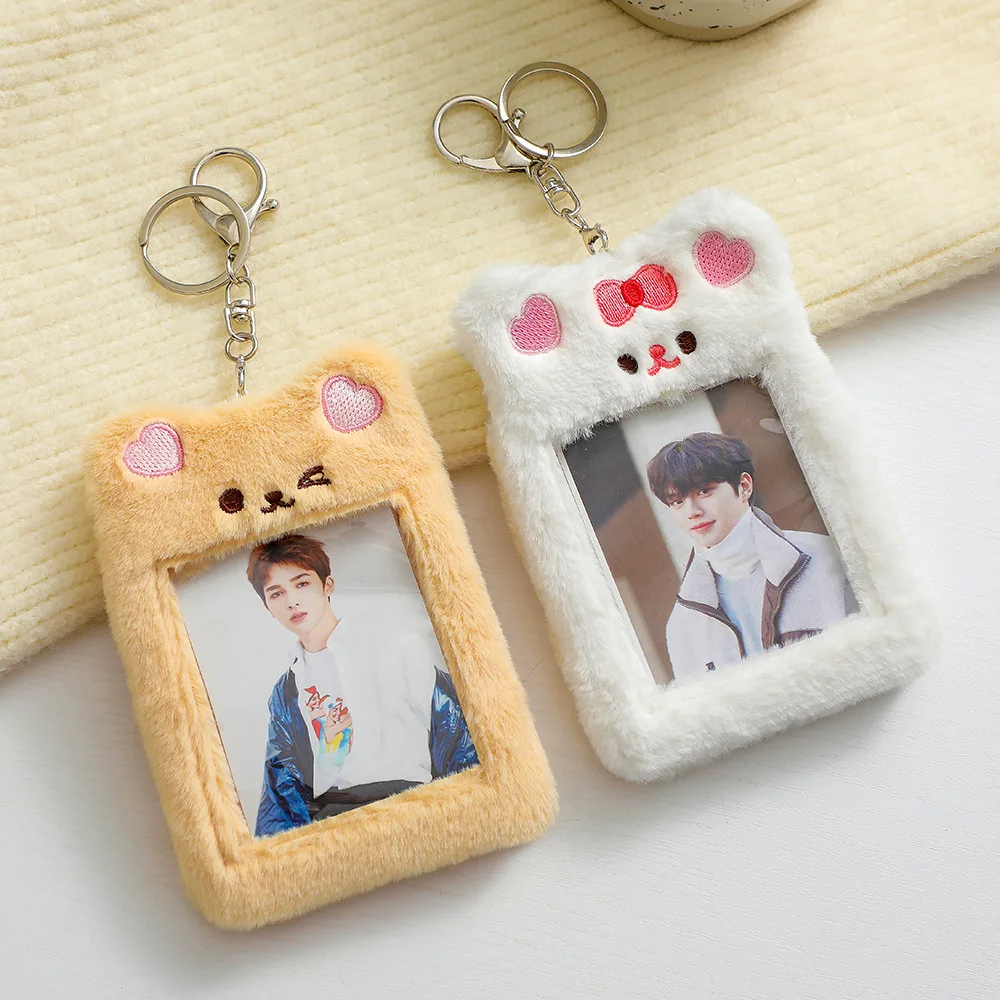 Factory Custom Fashion Custom plush idol collect photos case cute animal fluffy soft photocard kpop Plush card Holder