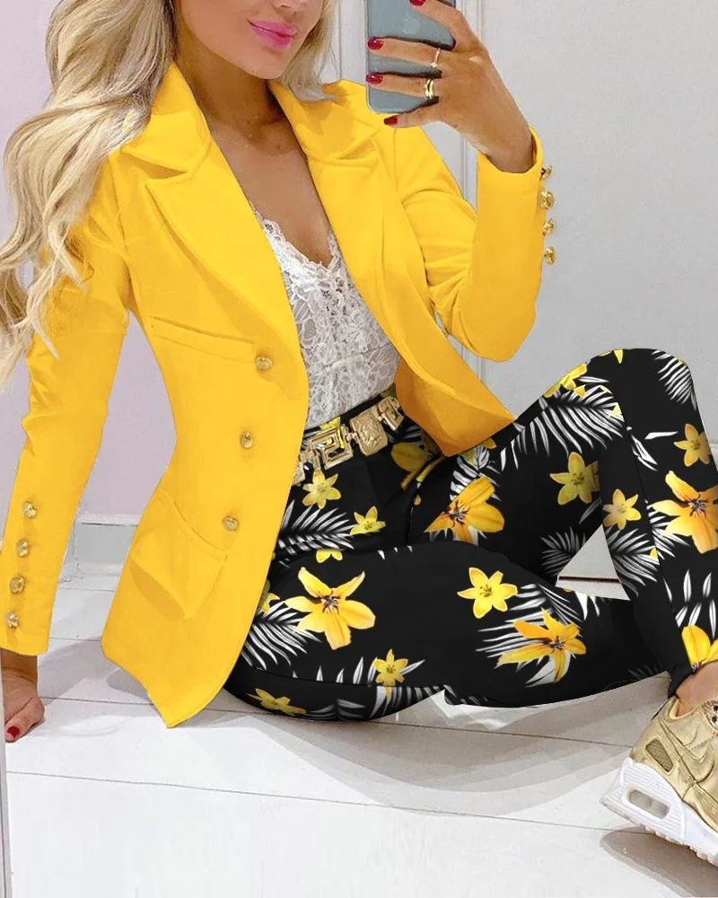 2024 Wholesale custom Office long-sleeved blazer for Ladies Ladies Blazer formal two-piece set for ladies