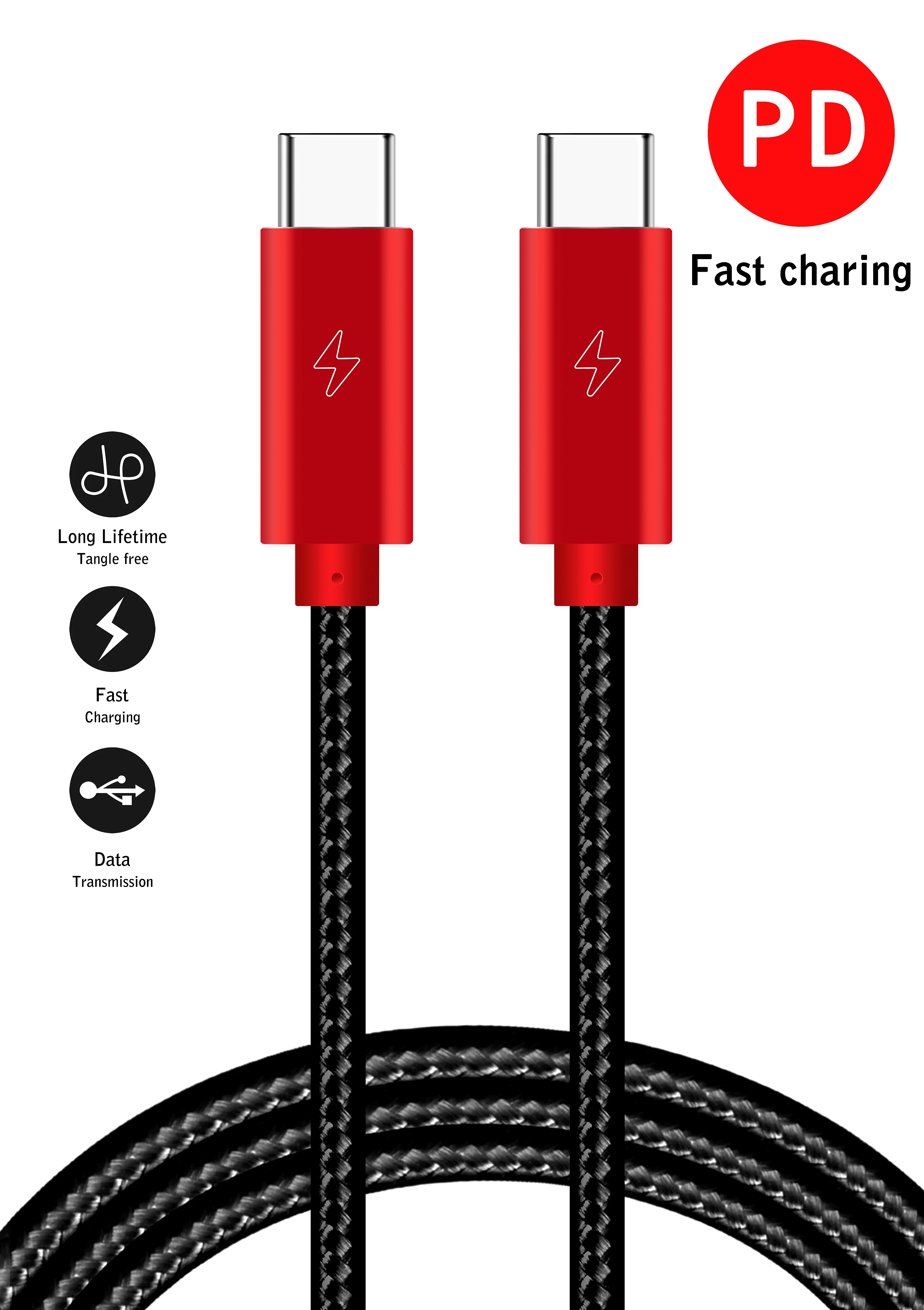 
100w 5a custom nylon braided 3.1 metal fast charging pd type c to usb c to usb c cable 