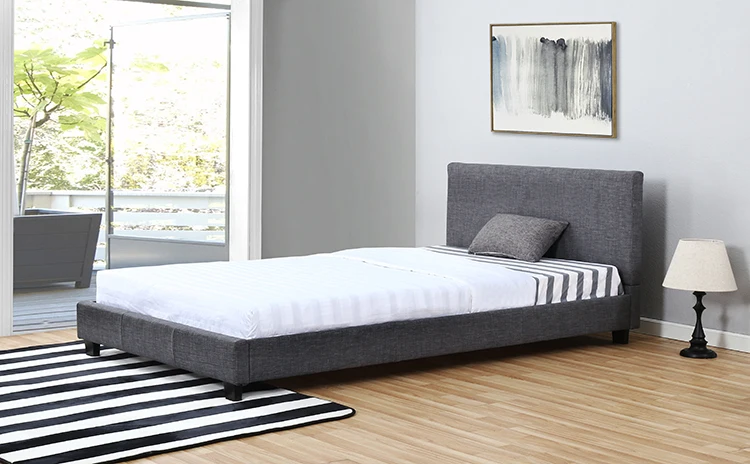Willsoon Grey elegant cheap modern double size linen fabric bed with led light for living room