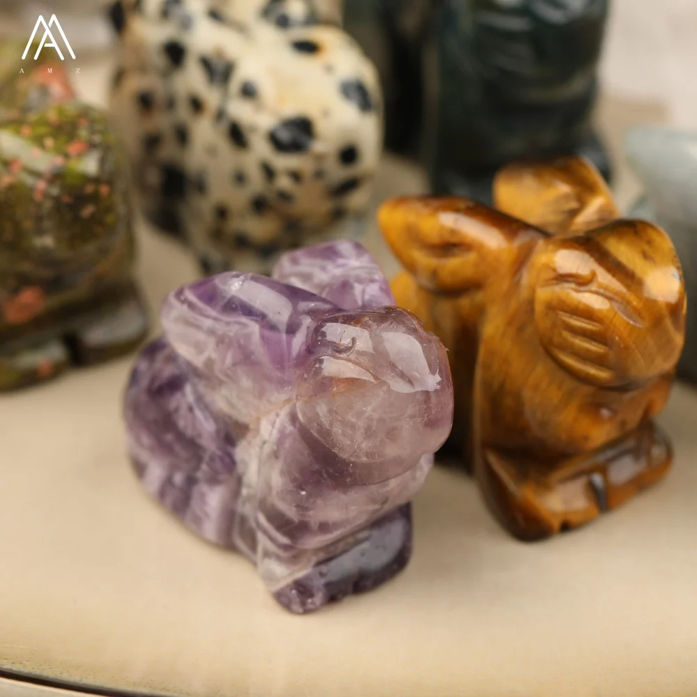 1.5 Inches Carved Gemstone Rabbit Wholesale Animal Figurine Decor