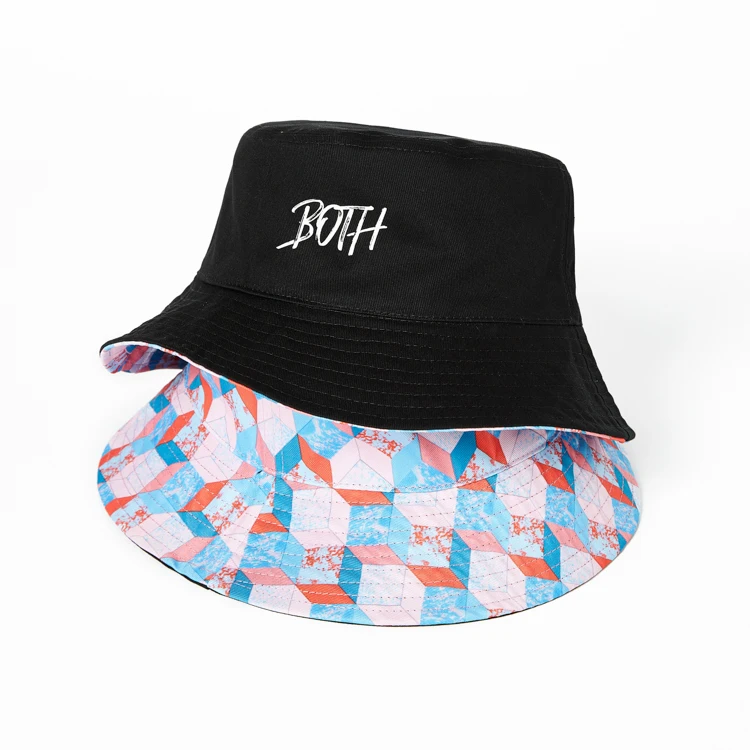 Unisex Colorful Custom Logo All Over Printed Bucket Hats Reversible Bucket Hats
