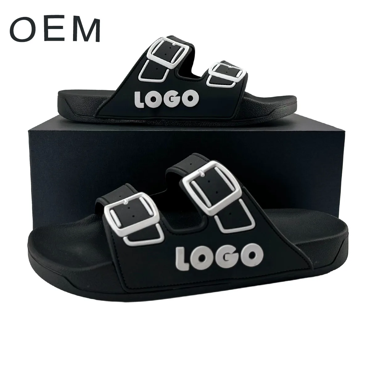 Winter Slippers Unisex Double-buckle Adjustable Strap Design Logo Slipper For Man 2024 Wholesale Flip Flops Chinese Mesh Slipper