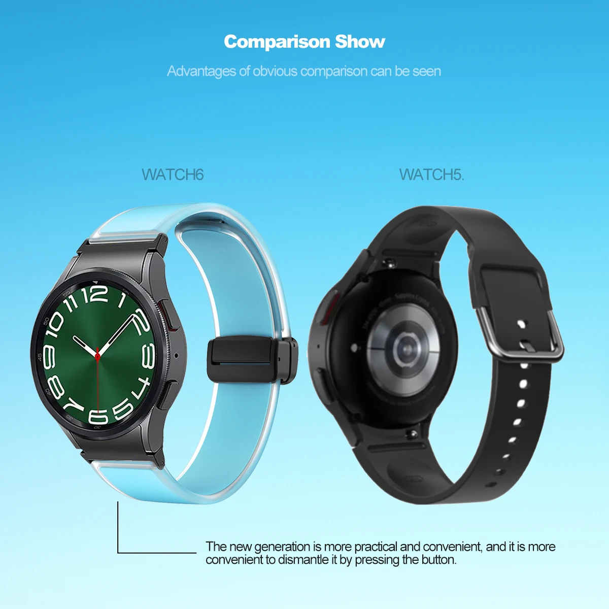 Матовый силиконовый ремешок для часов Samsung Galaxy Watch 6 44 мм 40 46 спортивный 5 Pro Smart Band магнитная пряжка