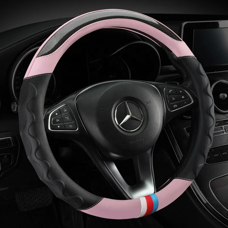 Automobile accessories steering wheel protective cover carbon fiber PU panel sports and fashionable steering wheel cover