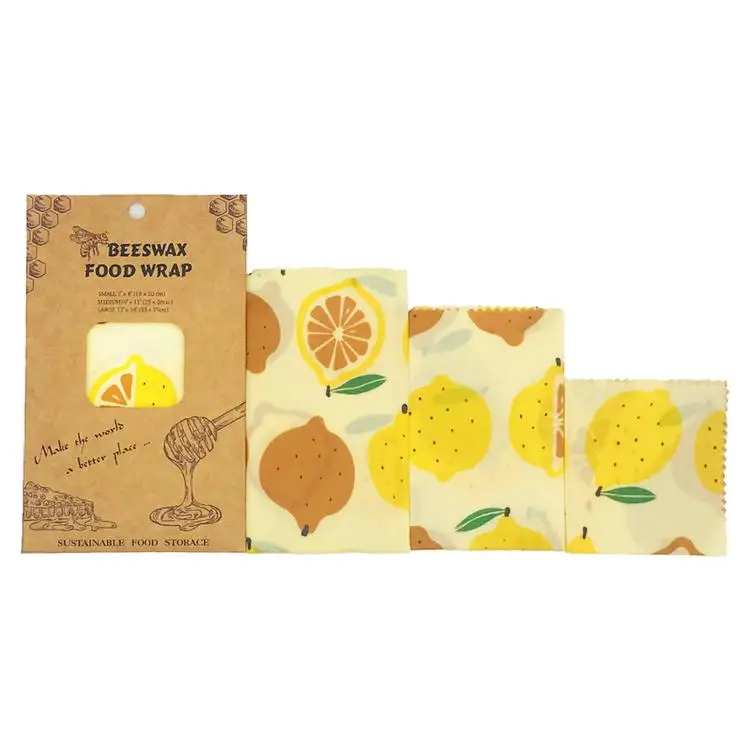 
3PCS kitchen cooking Beeswax Food Wraps Reusable Beeswax Wrap Zero Waste Reusable Storage Wrap Sustainable Organic fresh keep 