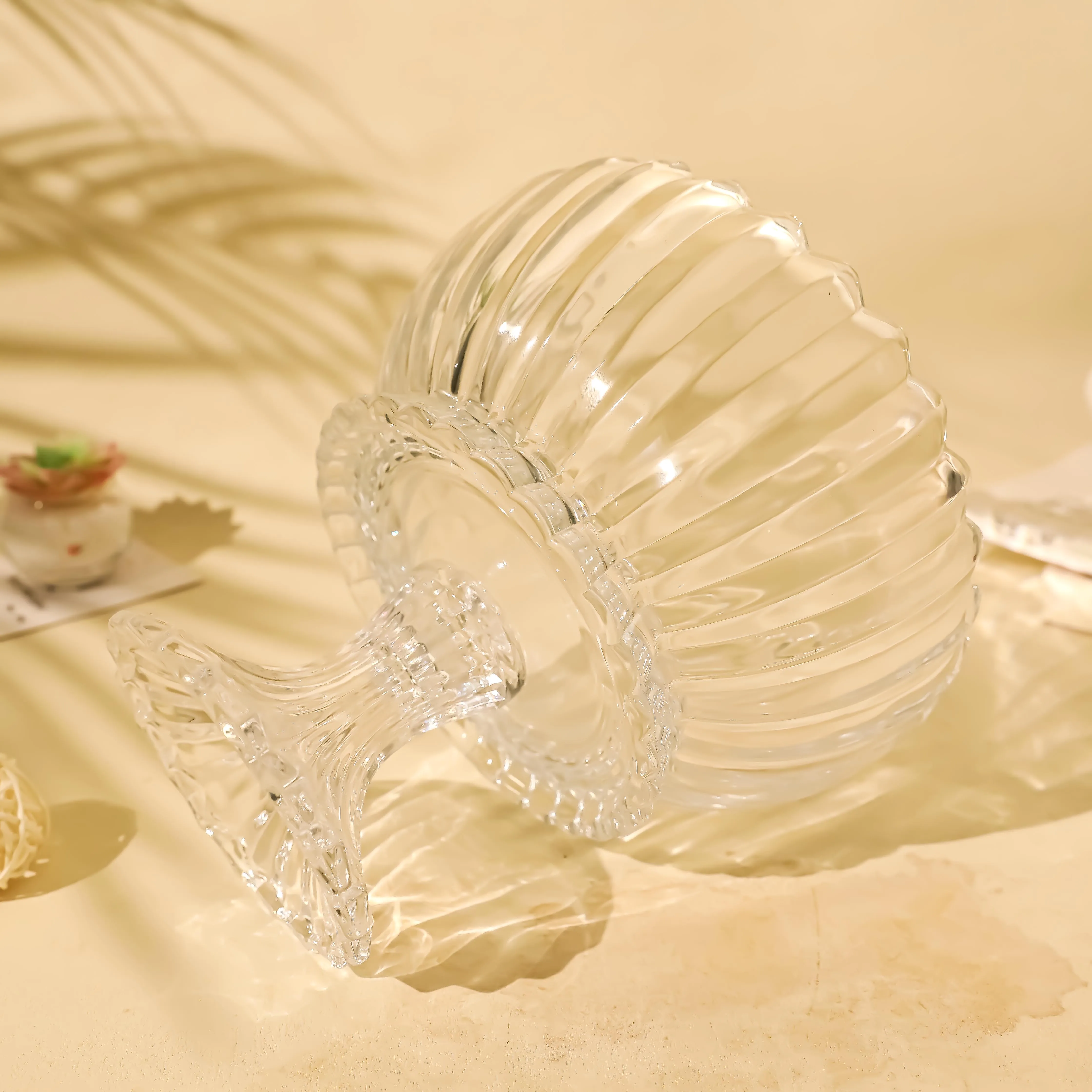 Luxury High Quality Transparent Crystal Glass Fruit Plate for Decoration Tableware Glass Plate Dishes