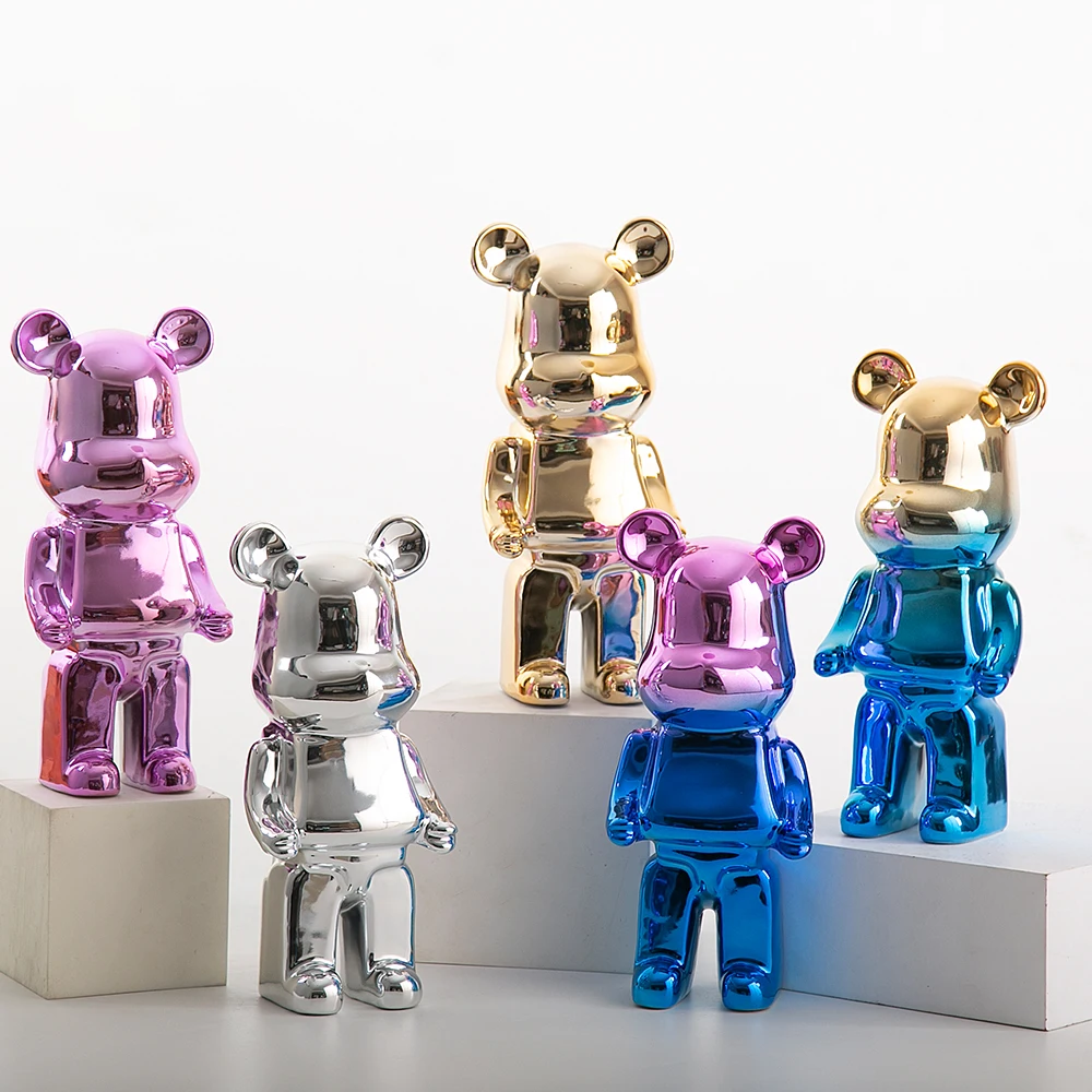 Nordic ceramics Bearbricks Crafts Violent Bear Electroplating  Sculpture Ornament Home Decoration Living Room