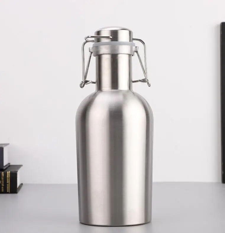 Wholesales 32ounce stainless steel beer growler with Swing-Top, 1 liter single wall Stainless Steel with Swing-Top Beer Growler