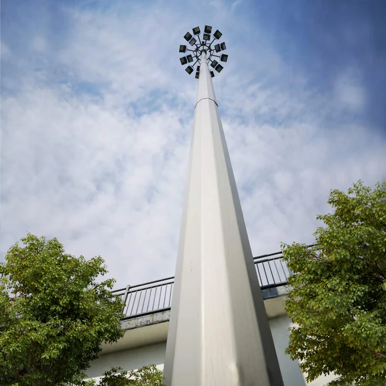 Hot Dip galvanized steel 15-50m Octagonal Round Square road lamp poles outdoor high mast flood lighting poles