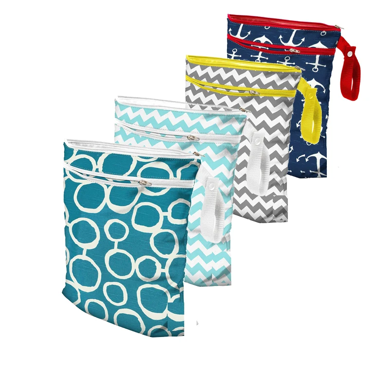 30*40 Cm New Waterproof Fashion Printing Wet And Dry Diaper Bag Double Pocket Cloth Wet Bag