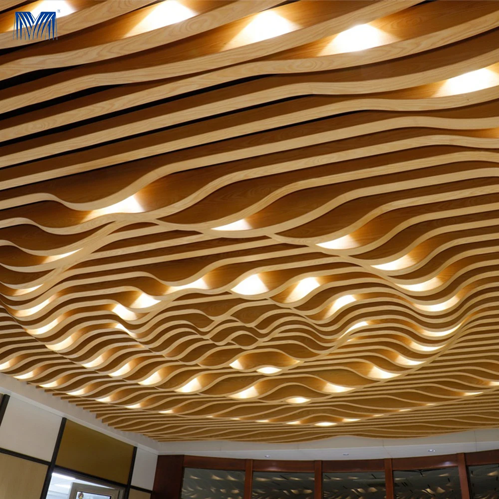 Plafond perforated wall outdoor panels frame open cell aluminium mineral wool mineral fiber suspended living room false ceiling
