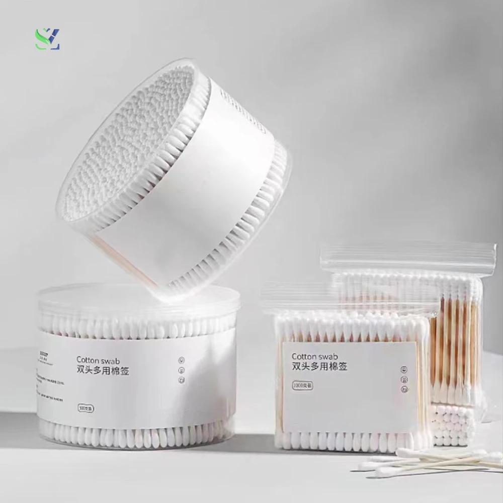 SZ Eco Friendly Cotton Swabs Wood Sticks Recyclable Biodegradable Wooden Cotton Buds For Ear Cleaning Makeup