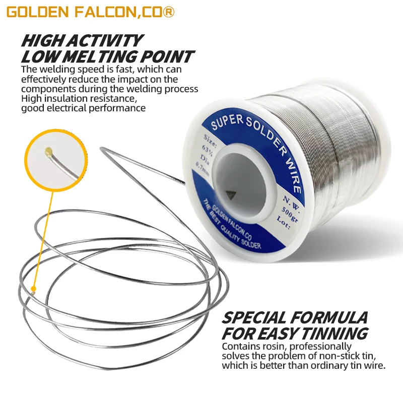 0.7 mm 500g Rosin activated cored lead-free welding wire 63/37 SN63 Pb37 quality tin soldering wire