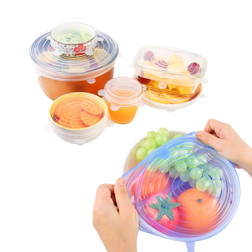 Hot Selling High QualitySuitable for bowls/plates/fruit plates available Stretchable Food Wrap Stretch Silicone Lids