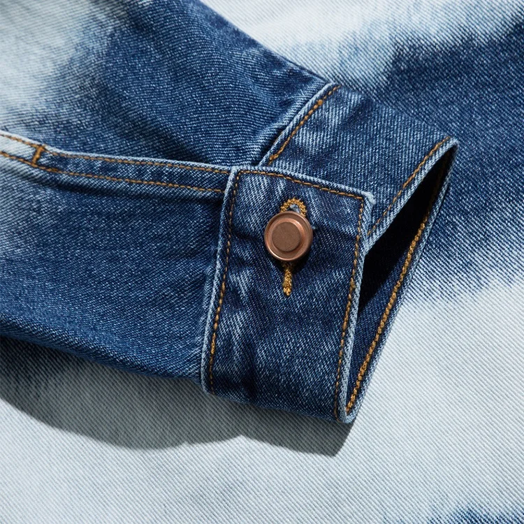 Wholesale Custom Classic Fashion regular Sleeve Mens Contrast Color Tie Dye Denim Jean Jackets
