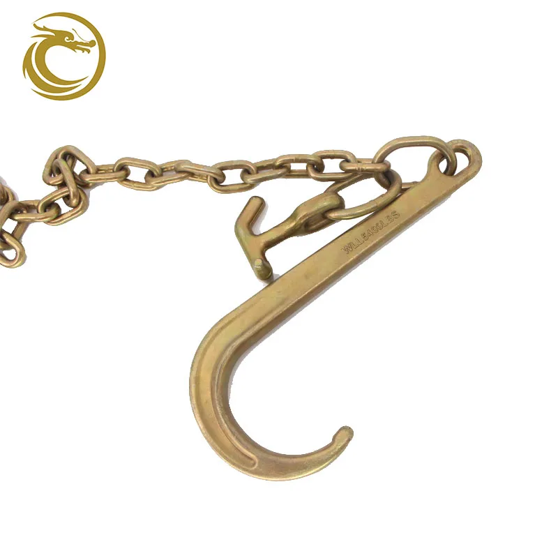 Towing Chain Bridle With 15' J-Hooks And Alloy T-Hooks Chain Bridle