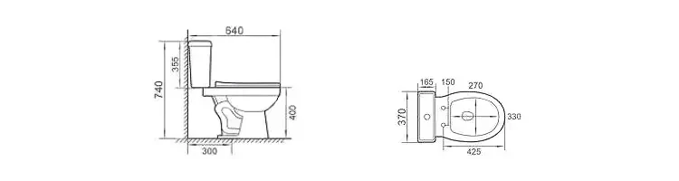 TUSSON Modern sanitary ware water closet bathroom water closet ceramic commode color square toilet bowl Two Piece Toilet