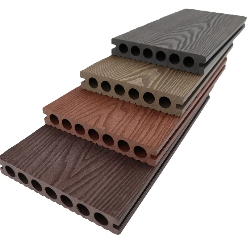 3D Embossed Decking WPC Anti UV Anti Slip Exterior Luxury Deep Wood Grain Decking For Garden And Glass Flooring