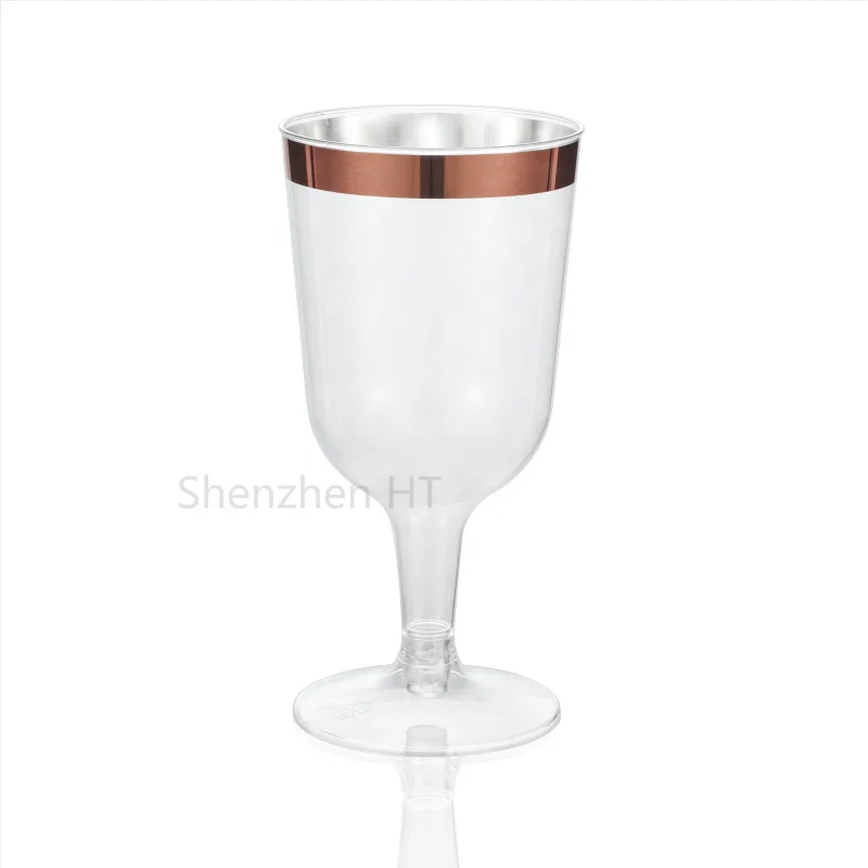 Hot Stamping Disposable Plastic Wine Glasses Elegant Disposable Party Cocktail Cups for Wine Drinking