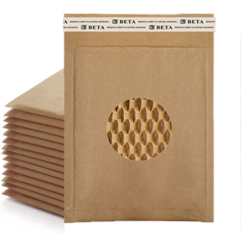 Betapack Eco-friendly Cushioned Paper Honeycomb Padded Bubble Mailer Biodegradable Brown Honeycomb Wrap Paper Packaging Bags