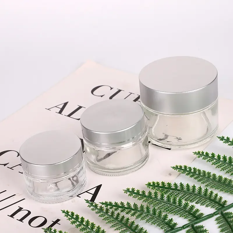 10g 20g 2oz 30 ml 50g 2 oz Luxury Face Cosmetic Lotion Containers Custom Empty Frosted Cosmetic Cream Glass Jar with Lids