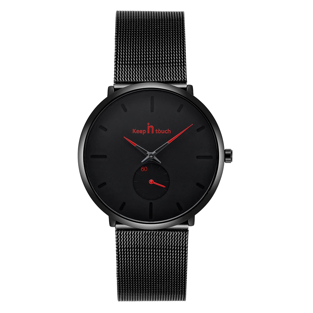 Fashion men minimalism watches shark mesh strap ultra thin man wrist watch