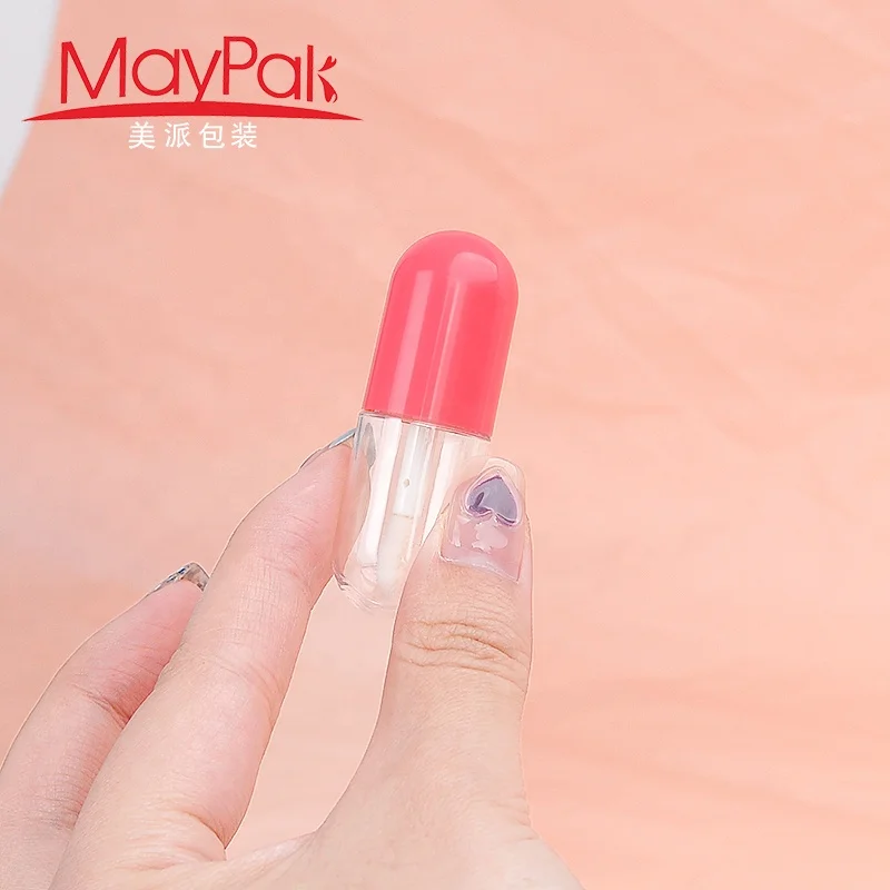 Custom Plastic 3ml Mini Lip Gloss Containers Tube Empty Purple Pink Red Blue Clear Lip Gloss Wand Tubes For Kid