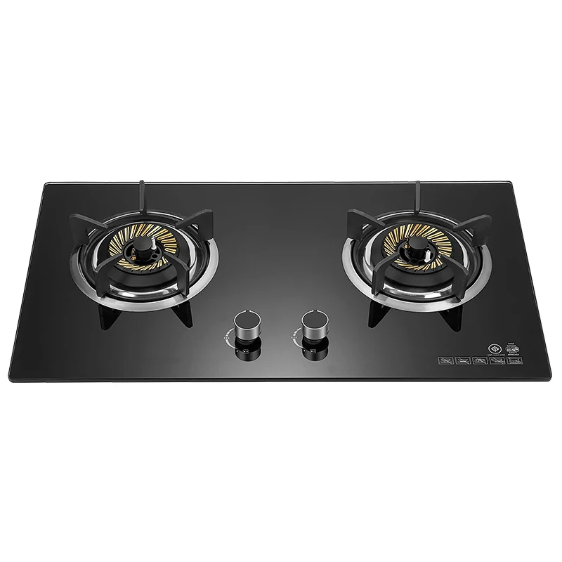 Two burner gas burner cup stove household kitchen appliance tempered glass stainless steel free standing gas stove
