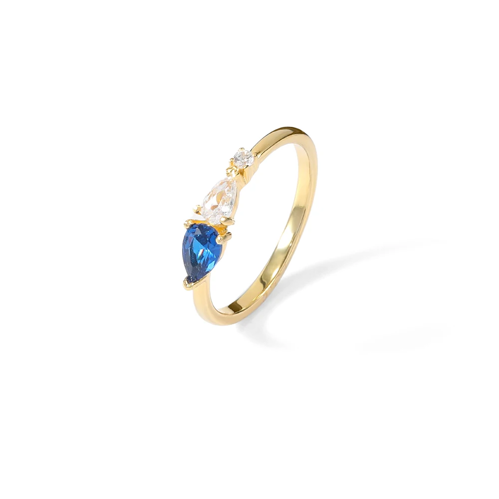 Volume Manufacture 925 Sterling Silver 18k Gold Plated Jewelry aquamarine ring sapphire ring Luxury Zircon Ring For Women
